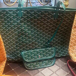 Oversized Green Tote Bag with Matching Pouch – Extra Large Carryall